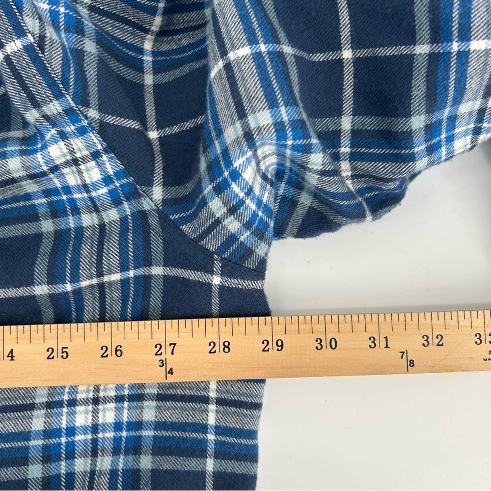 LL Bean Men's Traditional Fit Blue Plaid Fleece Lined Flannel Shacket 2XL Chore - Picture 8 of 10